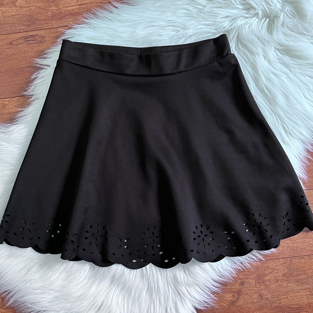 Stoosh Black Cutout Hem Skater Skirt -Size S